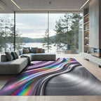 Iridescent Spectral Lavender Metallic Ripple Rug