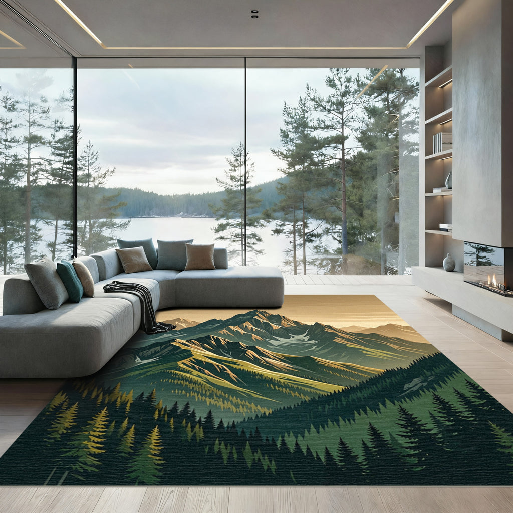 Majestic Alpine Peak Mountain Scenery Rug