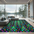 Bold Colorful Polka Dot Forest Christmas Trees Rug