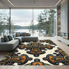 Ornate Gilded Gothic Cross Medallion Rug