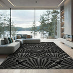 Art Deco Black Fan Motif Rug