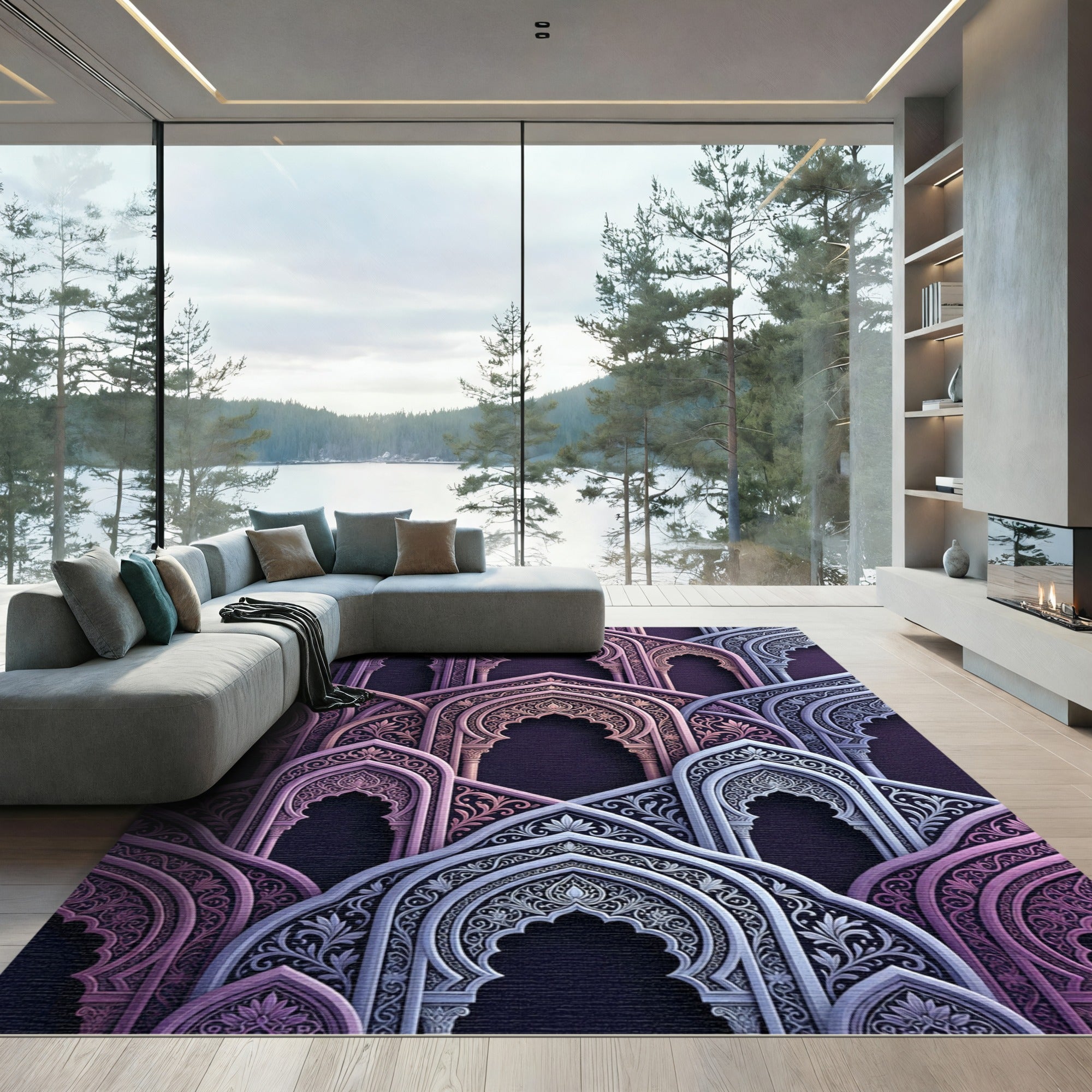 Ornate Archway Patterns in Pink Lavender Rug
