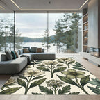 Cream Botanical Floral Sage Meadow Rug