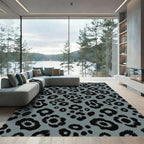 Modern Charcoal and Sage Leopard Spot Rug