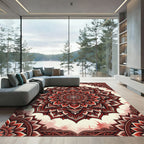 Ornate Crimson Mandala Floral Medallion Rug
