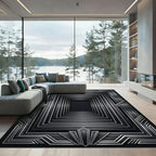 Art Deco Sterling Geometric Frame Rug