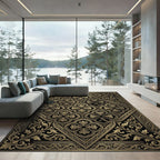 Antique Gold Black Courtly Flourish Rug