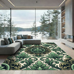 Emerald Baroque Acanthus Leaf Medallion Rug