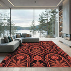 Rich Red Arch Floral Lattice Rug