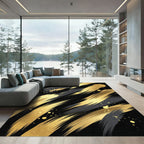 Bold Gold Gray Brush Stroke Rug