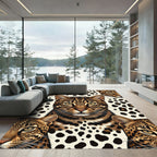 Leopard Faces Spotted Background Rug