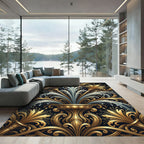 Golden Fountain Art Deco Floral Area Rug