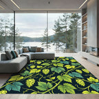 Green Yellow Hop Vine Botanical Rug