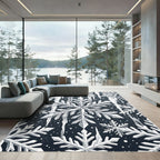 Elegant White Icicle Winter Snowflake Rug