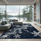 Silver Starry Snowflake Night Whimsy Rug