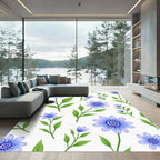 Delicate Blue Floral Stem Composition Rug