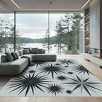 Dark Gray Starburst Sunburst Scatter Rug