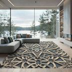 Sophisticated Silver Geometric Star Medallion Rug