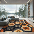 Geometric Hexagon Flower Autumn Honey Rug