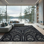 Gothic Black Floral Archway Rug