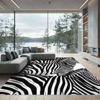 Black White Zebra Stripe Composition Rug