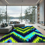 Vibrant Electric Lime Blue Zigzag Rug