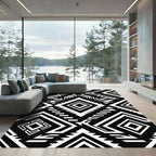 Bold Monochrome Geometric Diamond Accent Rug