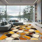 Modern Earth Tone Pebble Mosaic Rug