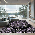 Elegant Lavender Floral Lace Medallion Rug