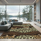 Ocelot Jaguar Chain Swirl Earthy Decor Rug