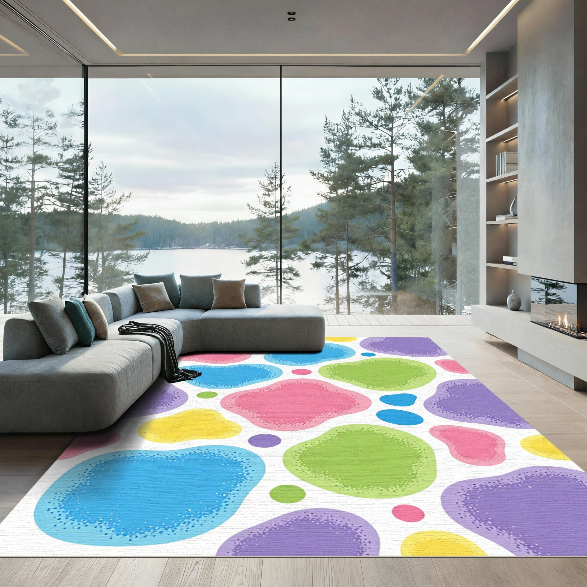 Playful Blobs Pastel Colors Rug