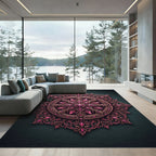 Ornate Magenta Filigree Lotus Medallion Rug