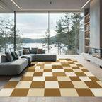 Subtle Brown Tan Checkered Mosaic Rug