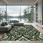 Ornate Green Gold Acanthus Scroll Rug