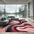 Abstract Blush and Midnight Swirl Area Rug