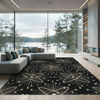Black Atomic Burst Geometric Rug