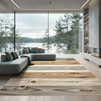 Rustic Neutral Toned Horizontal Wood Striped Rug