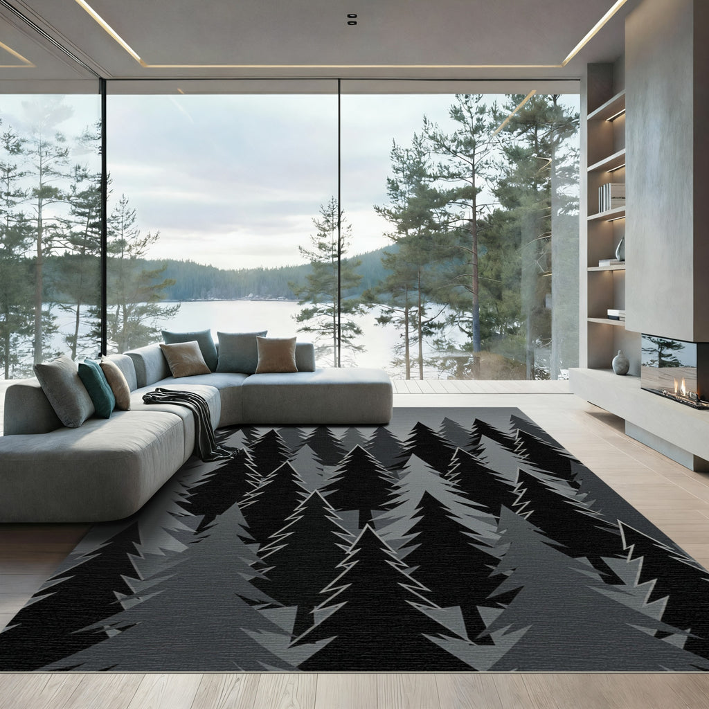 Monochromatic Forest Evergreen Trees Rug