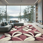 Modern Blush and Cream Petal Medallion Rug