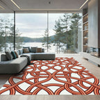 Terracotta Intertwined Linear Geometric Loop Rug