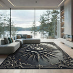 Monochrome Metallic Lotus Floret Ornament Rug