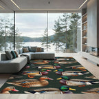 Detailed Mallard Duck Forest Green Rug
