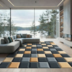 Geometric Tonal Square Relief Rug