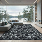 Monochromatic Interlocking Gray Wood Lattice Rug
