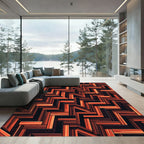 Fiery Orange Wood Grain Weave Rug