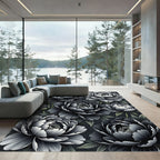 Monochromatic Lush Peony Garden Rug