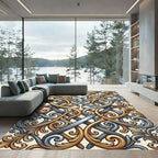 Intricate Gold Gray Celtic Knot Rug