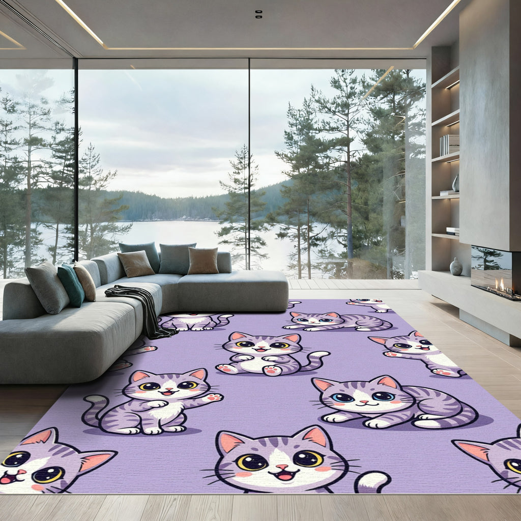 Playful Gray Tabby Kitten Collage Rug