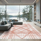 Coral Intersecting Lines Grid Rug
