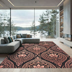 Rose Gold Damask Floral Medallion Rug
